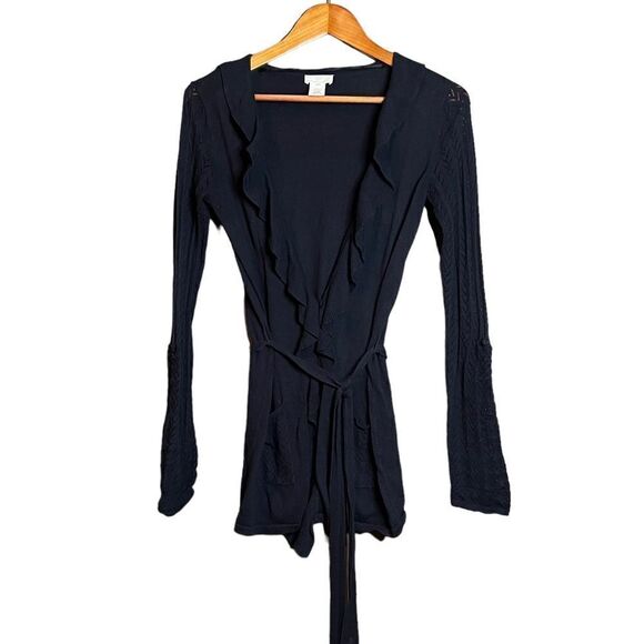 3 for $30! Dept navy belted cardigan. Size xs - Picture 1 of 7